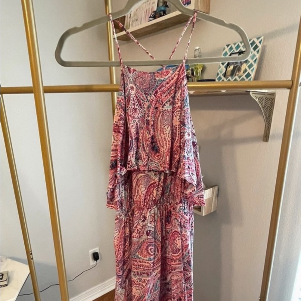 Hot pink paisley halter dress